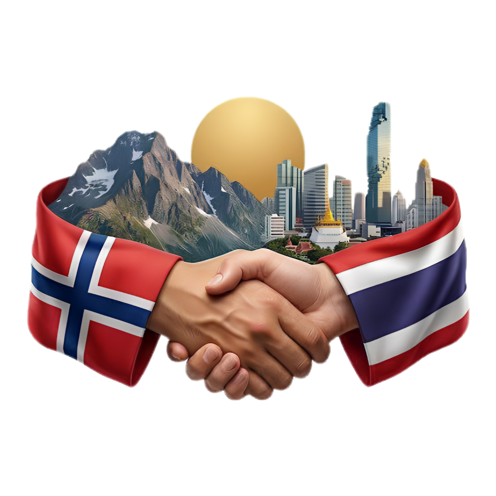 สัญลักษณ์ ThaiNorExpert ธงไทยและนอร์เวย์จับมือกัน